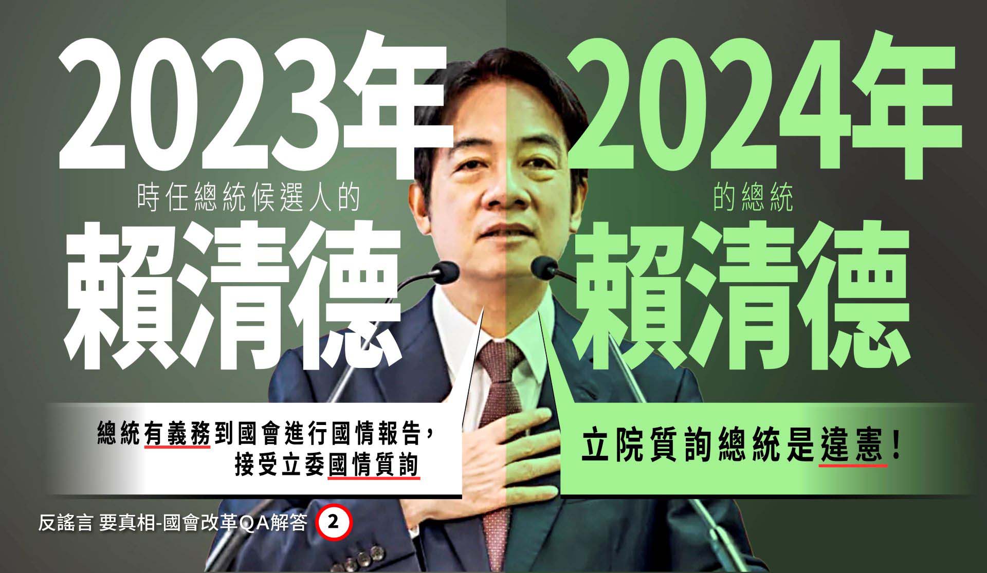 2023年時任總統候選人的賴清德 vs. 2024年的總統賴清德